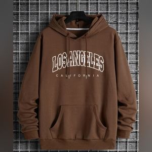 Letter Graphic Drawstring Thermal Lined Hoodie